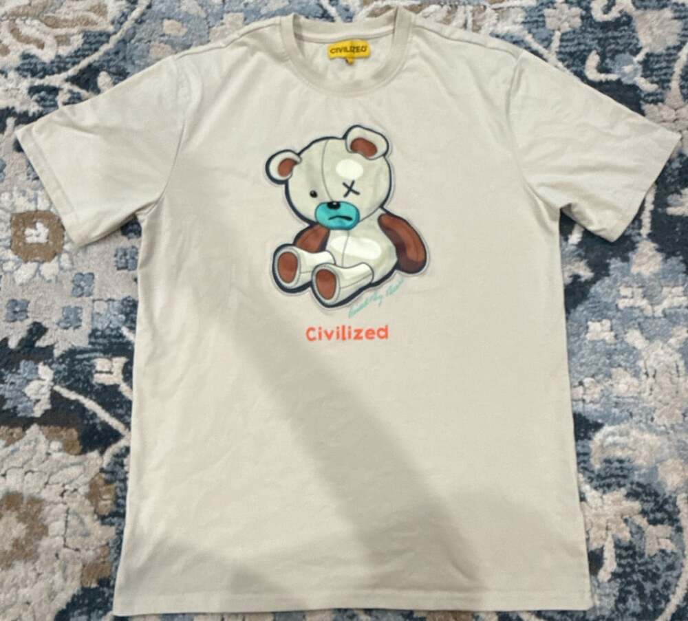 Civilized CVLZD Bear T-Shirt Size L Beige Graphic Tee